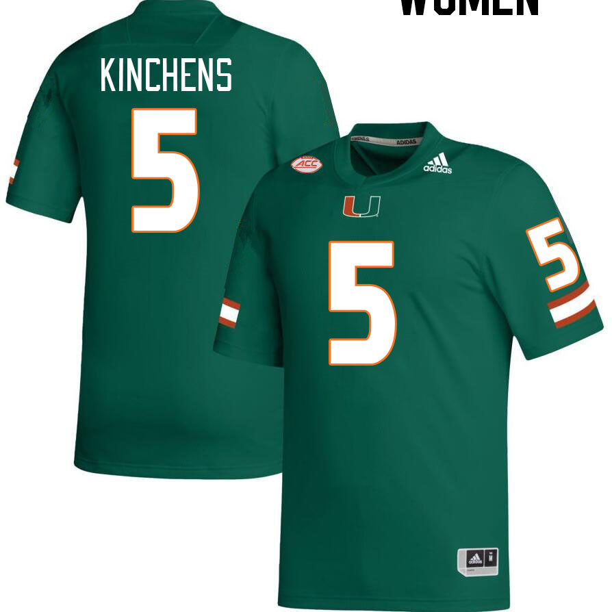 Women #5 Kamren Kinchens Miami Hurricanes College Football Jerseys Stitched-Green - Click Image to Close